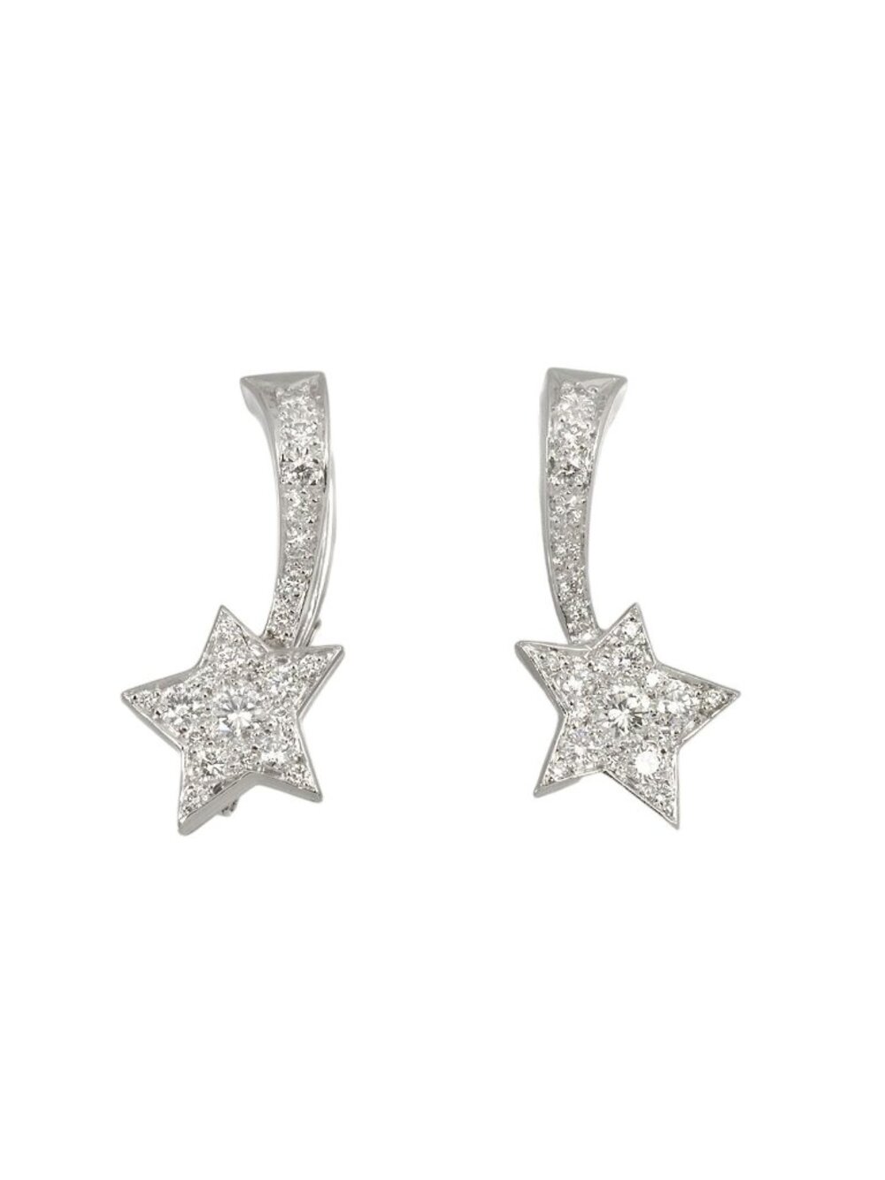 Chanel Comet Shooting Star Diamond Earrings 18K White Gold Comete